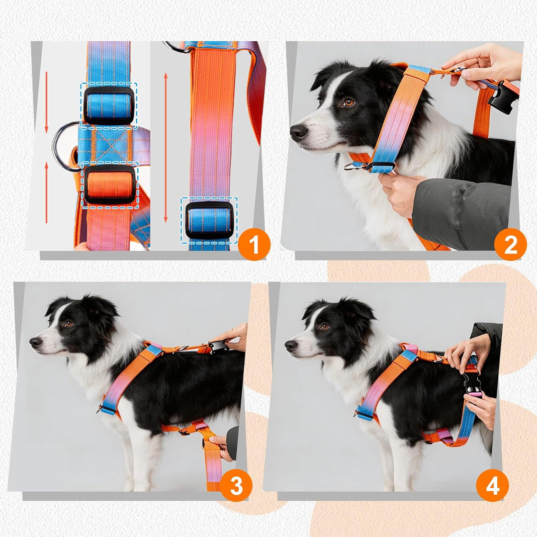Hundegeschirr Mittelgrosse Grosse Hunde, Anti Zug Brustgeschirr Verstellbar mit Front Clip, Taktisch
