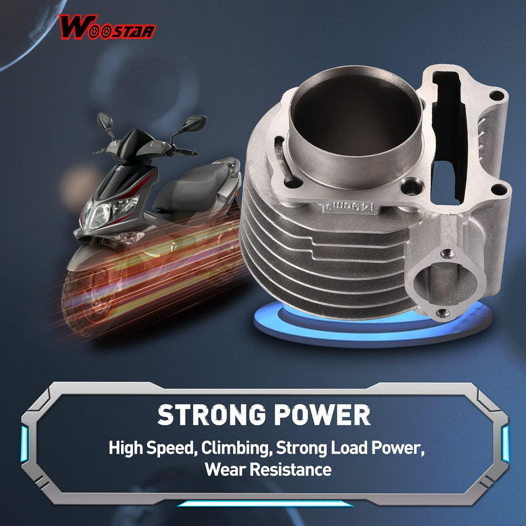 WOOSTAR 57.4mm Grosse Bohrung Zylinder Umbausatz mit Kolben Ersatz für GY6 4-Takt 125ccm 150ccm 157Q