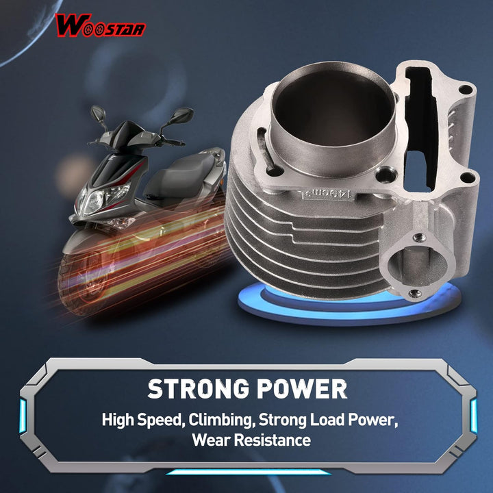 WOOSTAR 57.4mm Grosse Bohrung Zylinder Umbausatz mit Kolben Ersatz für GY6 4-Takt 125ccm 150ccm 157Q
