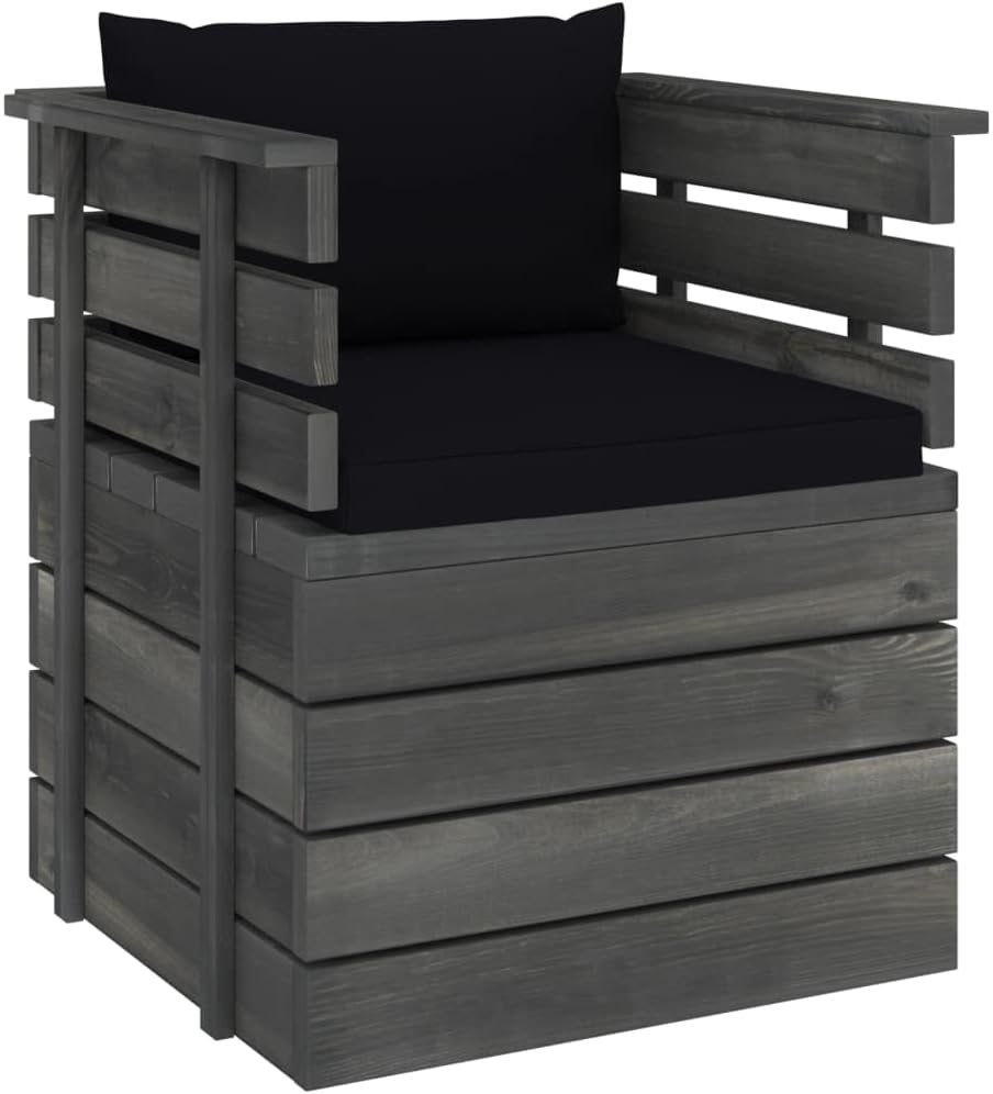 vidaXL Massivholz Gartensessel Loungemöbel Paletten Sessel Gartenmöbel Gartenstuhl Loungesessel mit