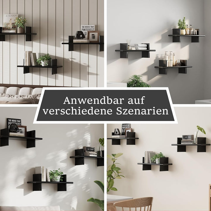 Holz Wandregal 3er Set, Schweberegal für Deko und Aufbewahrung | Platzsparende Hängeregale aus Holz