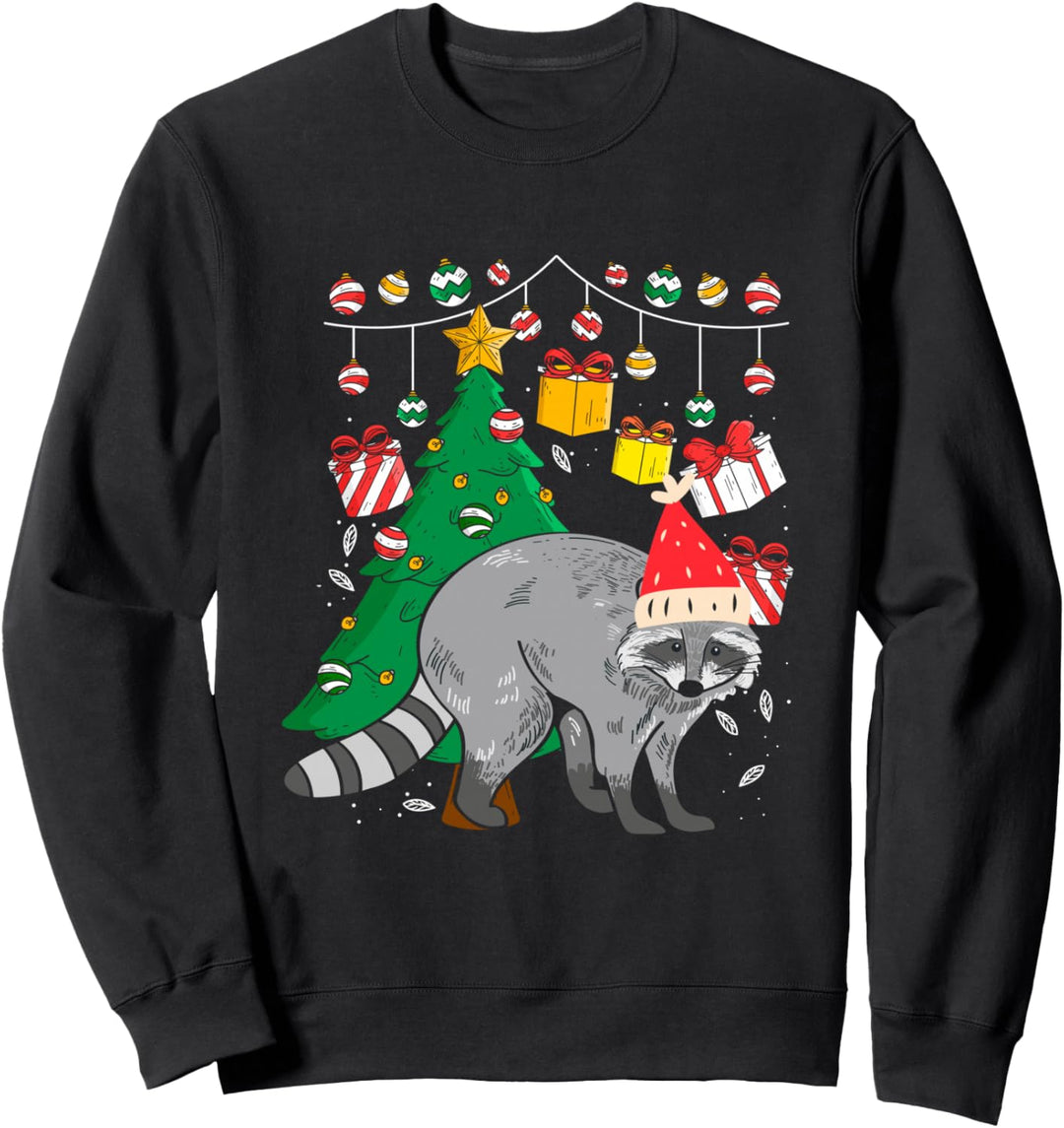 Ugly Christmas Waschbär Geschenk als Kostüm Weihnachten Xmas Sweatshirt