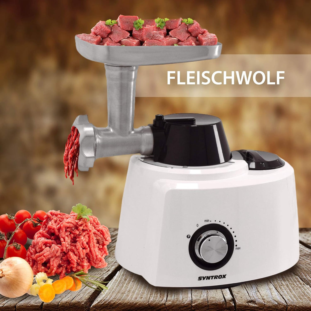 Syntrox Germany KC-1200W-W de Luxe XXL Weiss 5,8 Liter Edelstahl Food Processor Küchenmaschine mit t