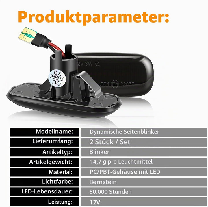TECTICO Seitenblinker Seitenmarkierungsleuchter Lichtblinker Blinker Kompatibel mit Audi A3 S3 8L 20