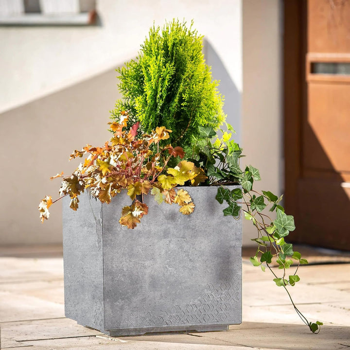 KADAX Pflanzkübel aus Kunststoff, 39x39cm, 7 Farben, quadratischer Blumentopf, Blumenkübel mit Rolle