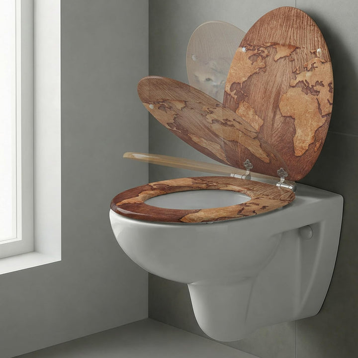 SINOBATH Premium WC Sitz mit Absenkautomatik – hochwertige Toilettendeckel aus Holz, viele bunte Mot