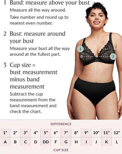 Glamorise Women's Plus Size MagicLift Full Fugure Embroidered Wirefree Bra #1016 115I Schwarz, 115I