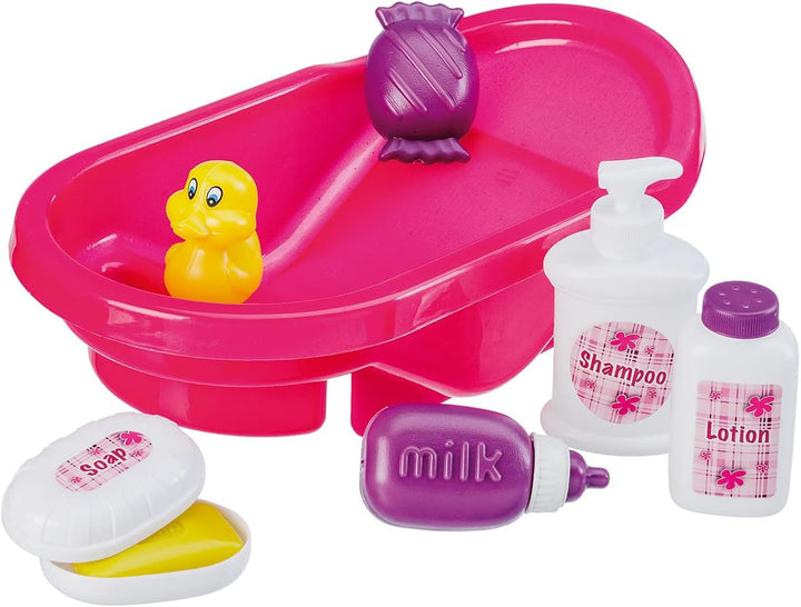 Happy People 50375 - Baby Puppen Badewann mit Zubehör für Puppen Kinderspielzeug Babdezubehör