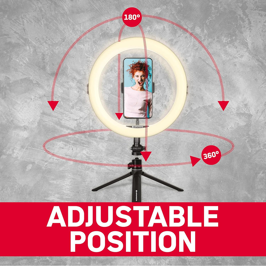 AgfaPhoto Ringlicht Realiview ARL11-11-Zoll-LED Ring Licht mit Stativ - Das perfekte Ring Light für