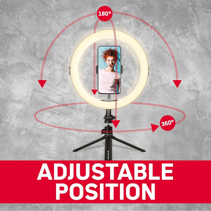 AgfaPhoto Ringlicht Realiview ARL11-11-Zoll-LED Ring Licht mit Stativ - Das perfekte Ring Light für