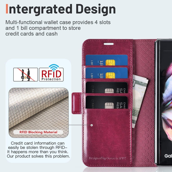 OCASE Hülle Samsung Galaxy Z Fold 4 5G Handyhülle mit [S Pen Halter] [Vorderseite Displayschutz] [Pr