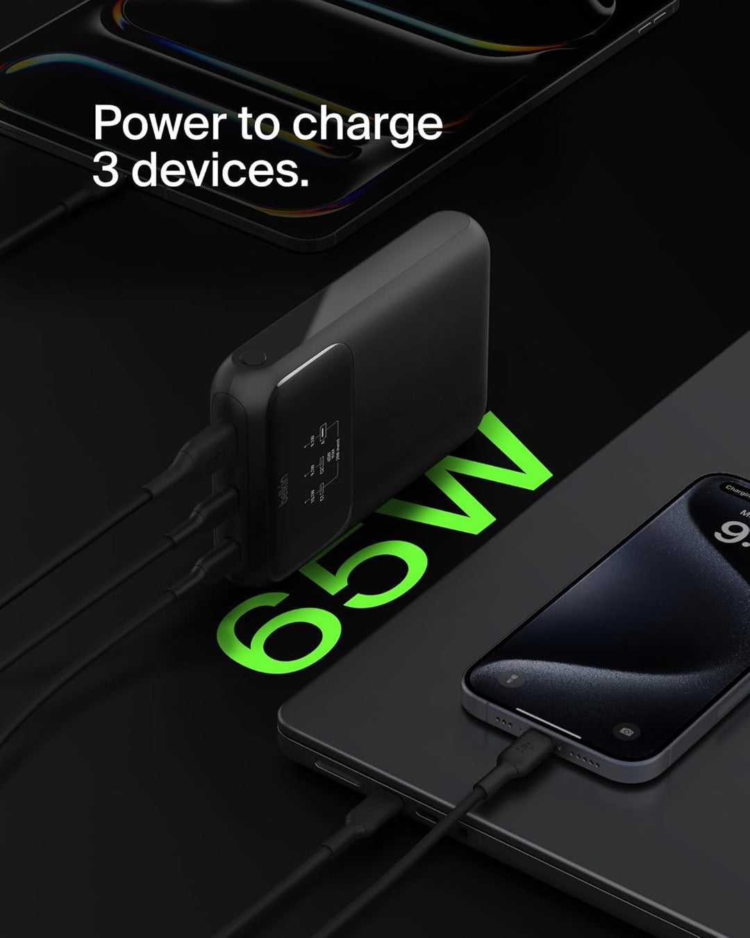 Belkin BoostCharge 3-Port Laptop Powerbank 20K, USB-C-Anschlüsse und USB-A-Anschluss, USB-C Power De