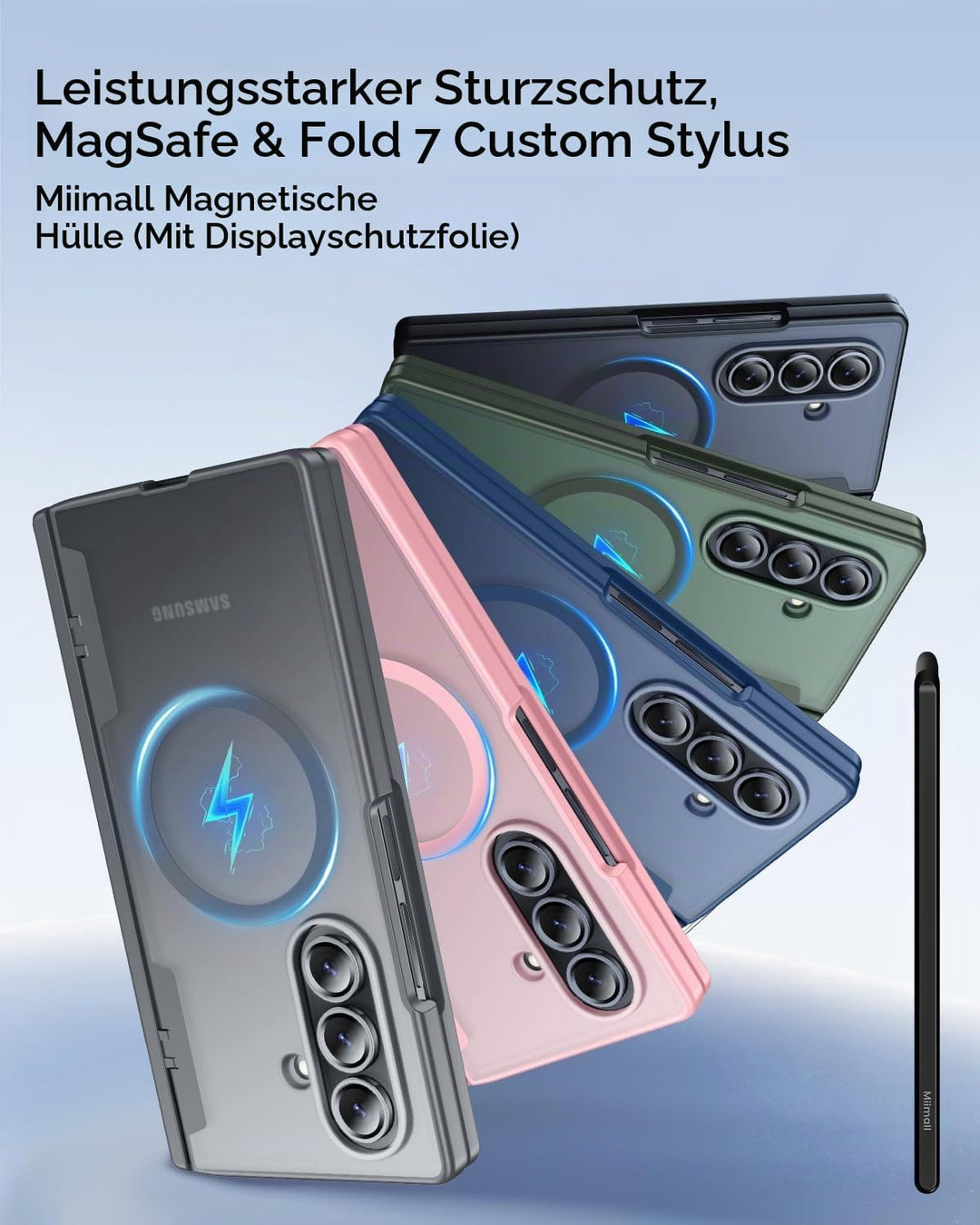 Miimall Kompatibel mit Samsung Galaxy Z Fold 7 Hülle Mag-Safe mit S-Pen, HD Displayschutz &amp; Scharnie