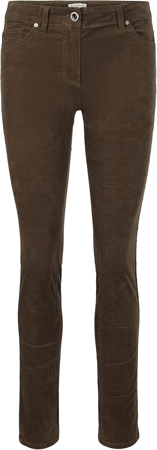 TOM TAILOR Damen Alexa Slim Samthose 32W / 30L 18123 - Tarmac Khaki, 32W / 30L 18123 - Tarmac Khaki