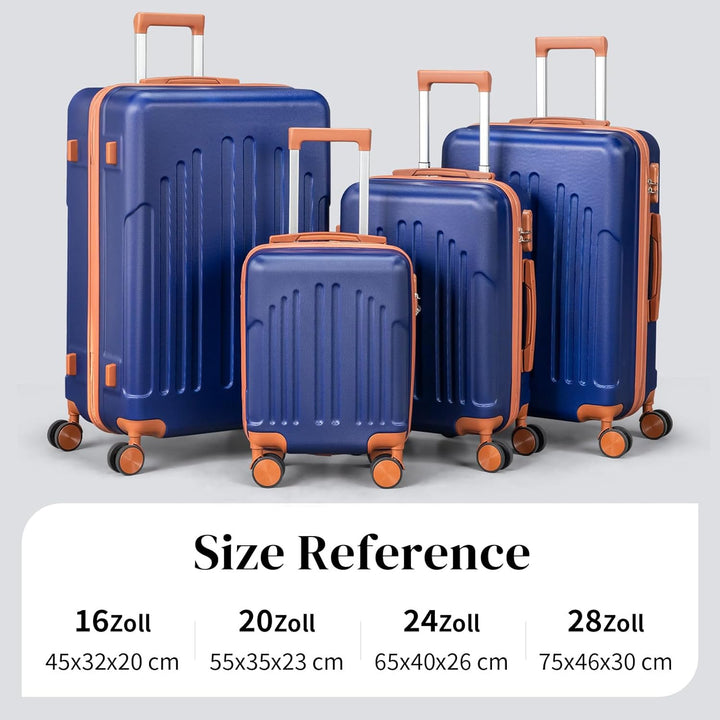 LEADZM Kofferset 4 teilig Hartschale, Koffer Set 4 stück aus ABS, Reisekoffer mit Rollen Gross, Hand