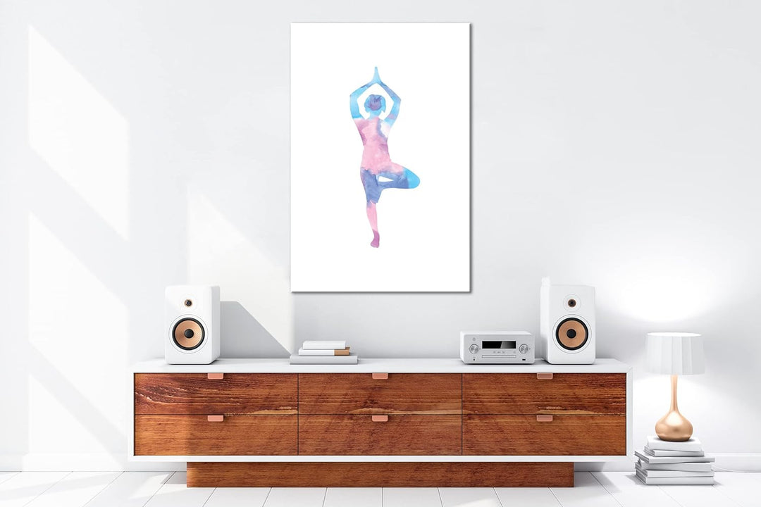 deyoli Yoga-Pose-Illustration Format:75x50 cm als Leinwandbild, Motiv fertig gerahmt auf Echtholzrah