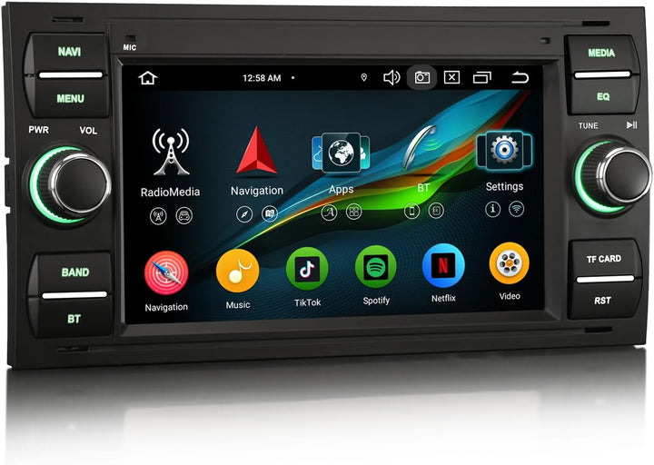Erisin 8 Kern Android 14 Autoradio 4GB+64GB mit Bluetooth Für Ford Focus C-Max S-Max Galaxy Kuga Fie