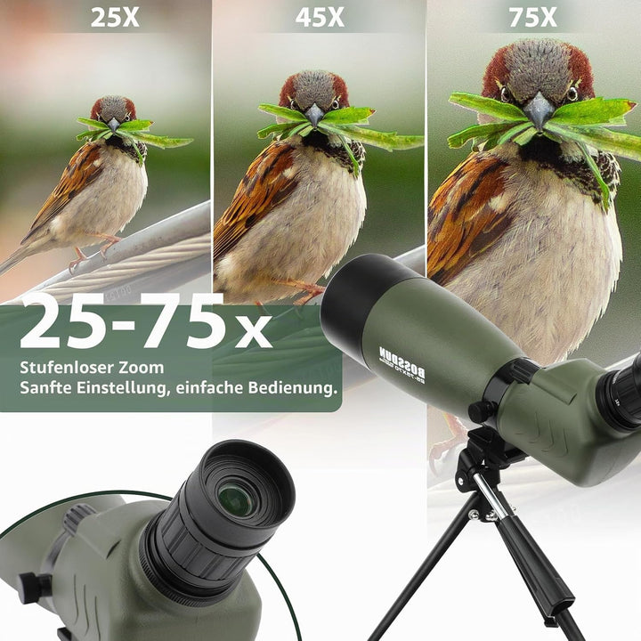 25-75X70 Spektive für Zielschiessen, Jagd, Vogelbeobachtung, Wildtierbeobachtung. Low Light Vision S