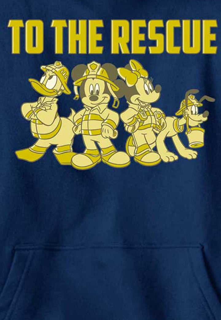 Disney Characters Thanks Firefighters Boy's Hooded Pullover Fleece, Navy Blue Heather, Small