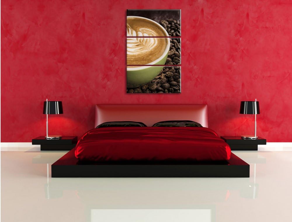 Pixxprint Coffee Cappuccino Kaffee Nachmittag als Leinwandbild/Grösse: 3 Teilig (120x80 cm) cm/Wandb