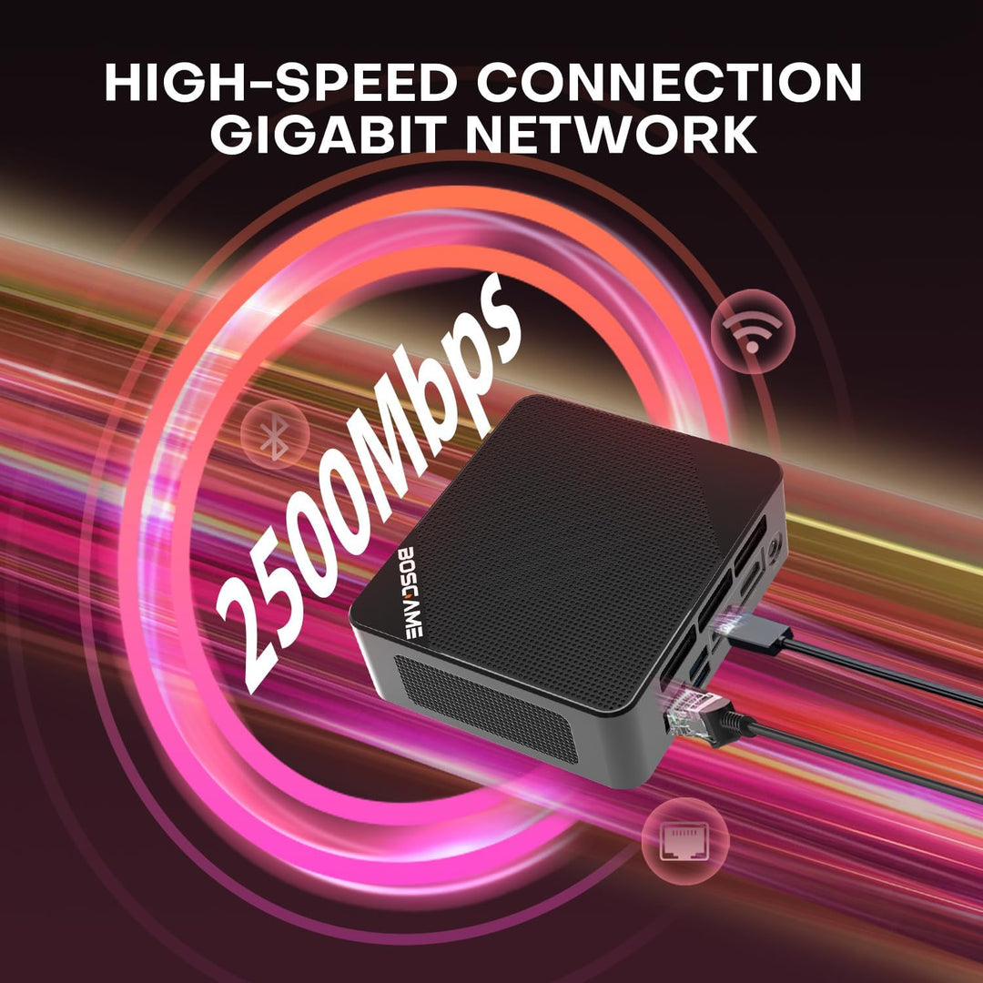 BOSGAME P1 Windows 11 Pro Light Gaming PC, AMD Ryzen 7 5700U, 8C/16T up to 4.3GHz, DDR4 RAM PCIe 3.0