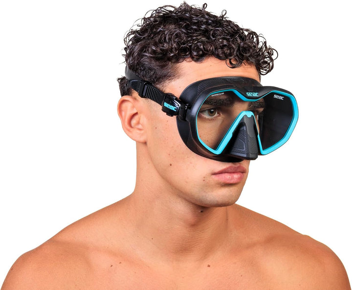Seac Icona, rahmenlose Einglas-Tauchmaske, 100% Made in Italy schwarz/tiffany, schwarz/tiffany
