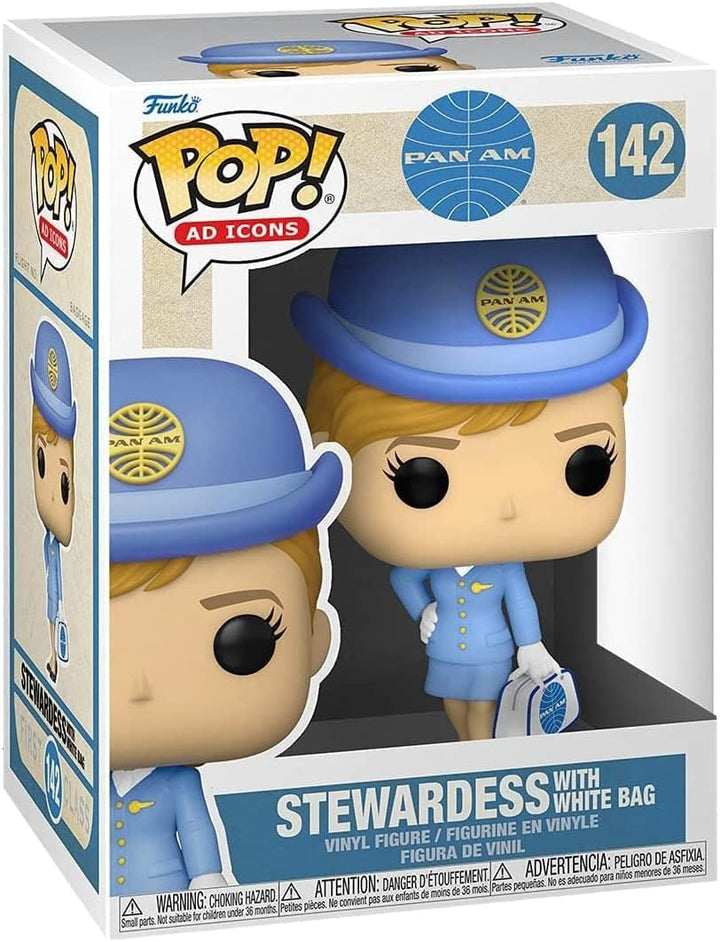 Funko POP! Ad Icons: Pan Am Stewardess Am - Stewardess1 - Weiss Bag - Pan-Am - Vinyl-Sammelfigur - G