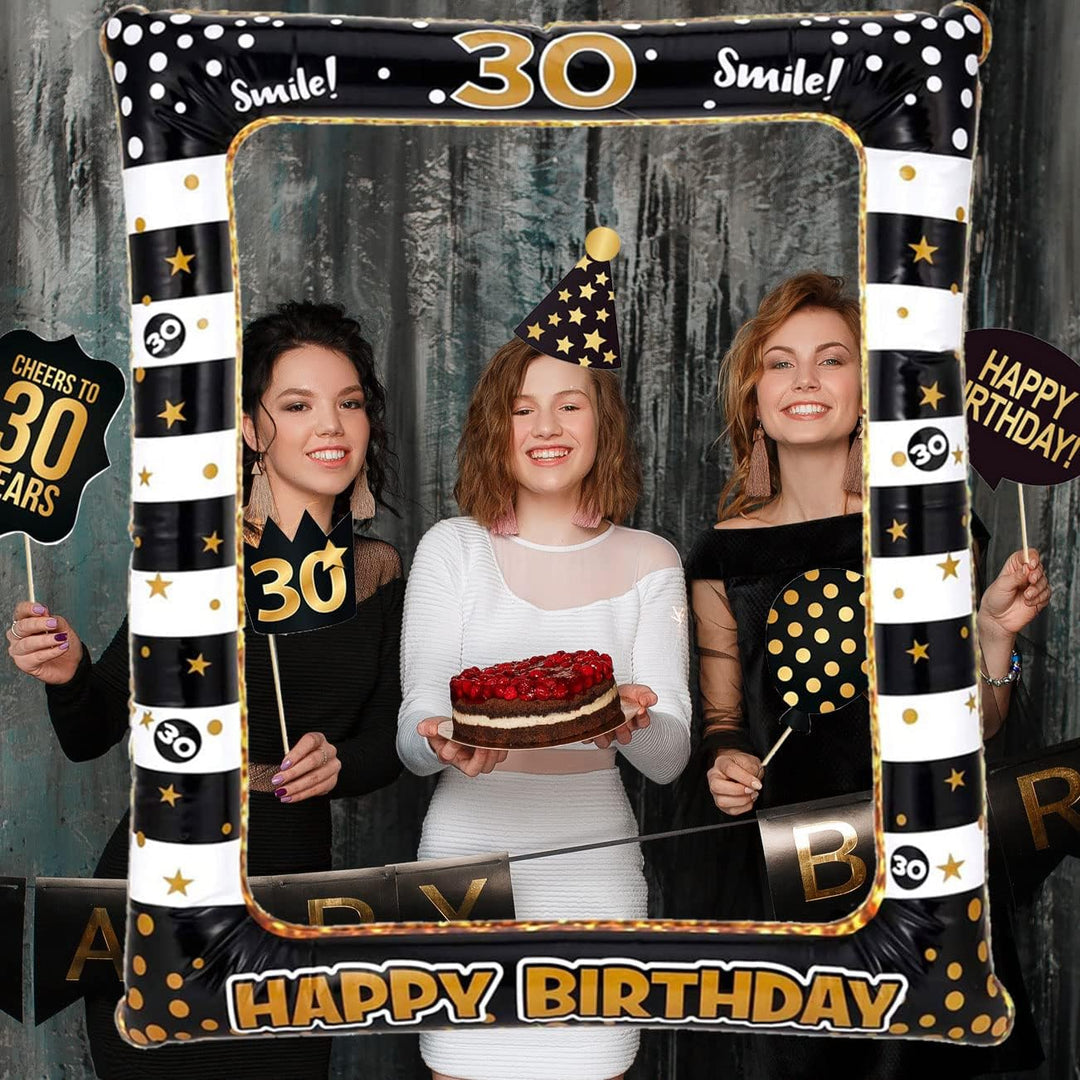 30. Geburtstag Fotobox Accessoires Männer 34 Stück Photobooth und 1 Stück Aufblasbarer Fotorahmen Ph