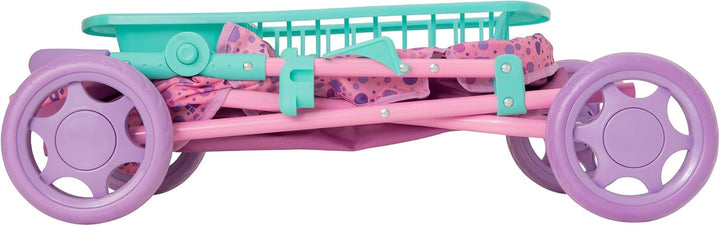 Gabby's Dollhouse Junior Puppenwagen Lila & Grün | Puppen-Buggy mit Verstellbarer Griffhöhe | Faltba
