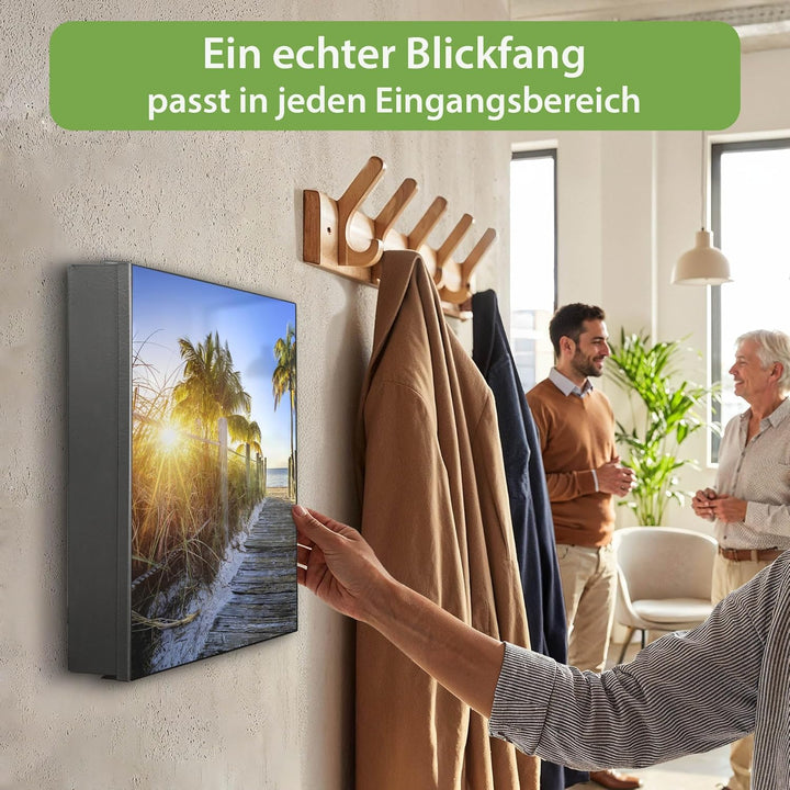 banjado Grosser Schlüsselkasten Glas - Schlüsselbox 30x30cm mit 50 Haken - Schlüsselkasten modern fü
