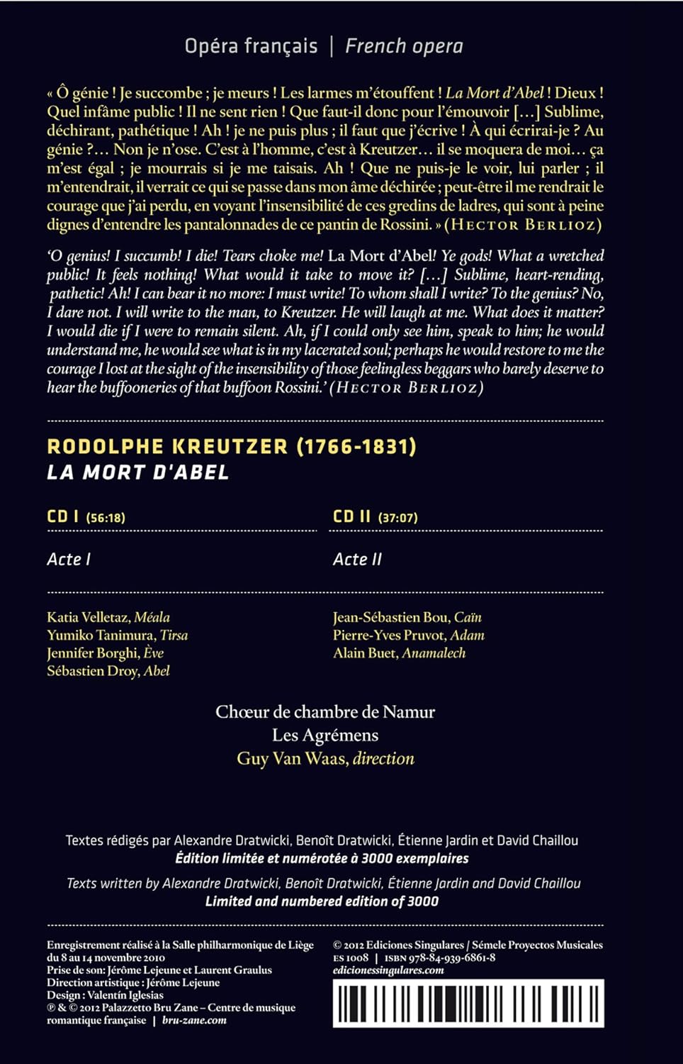 Rodolphe Kreutzer: La Mort D'Abel, Audio-CD
