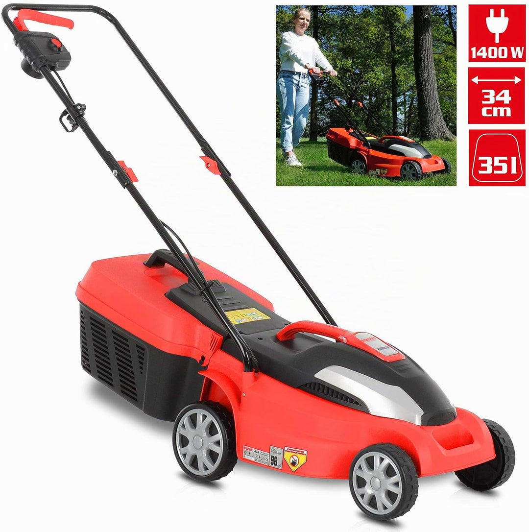 (NEU) HECHT Elektrorasenmäher Mäher mit 1400 Watt Elektro Motor und 34 cm Schnittbreite für schöne g