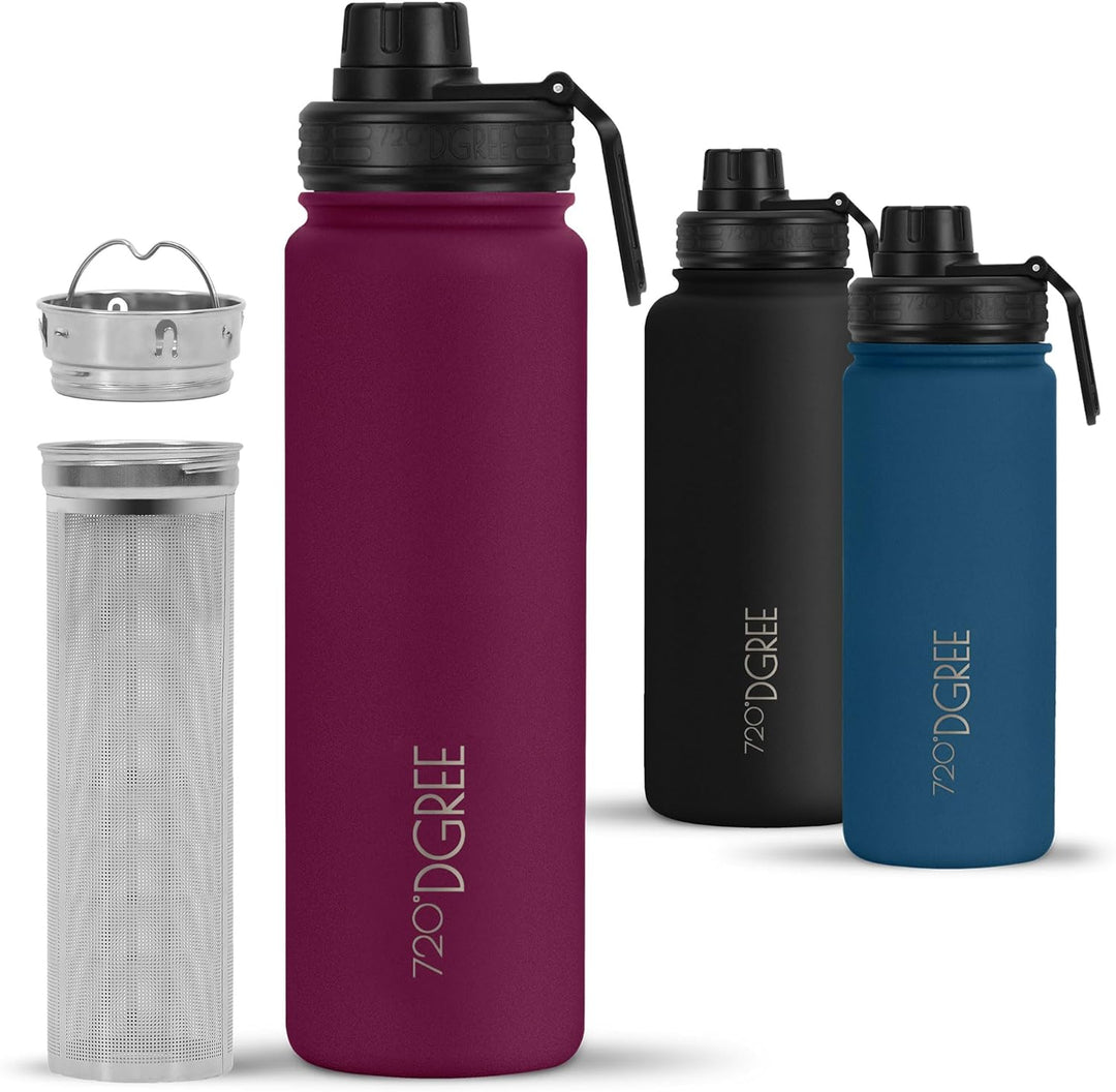 720°DGREE Edelstahl Thermo Trinkflasche 710ml “noLimit” +Früchtebehälter - Auslaufsicher, Kohlensäur