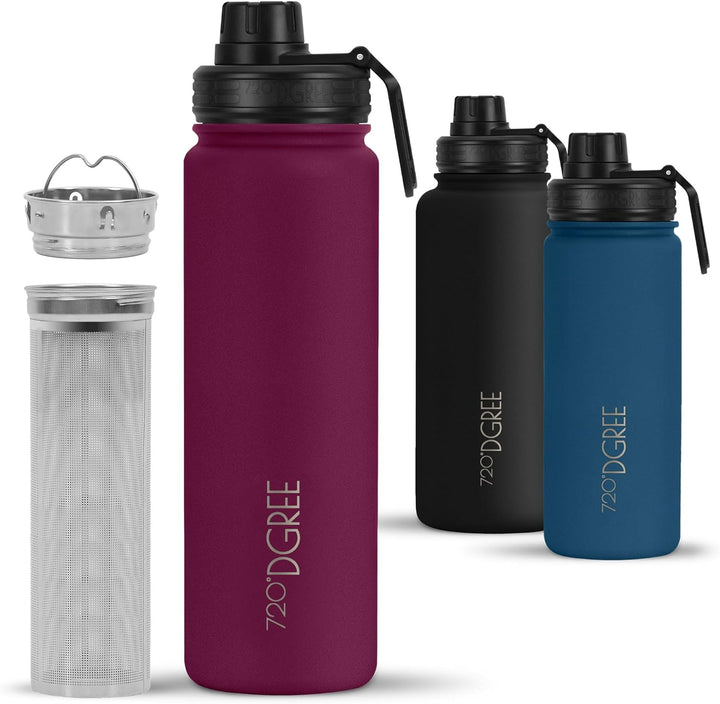 720°DGREE Edelstahl Thermo Trinkflasche 710ml “noLimit” +Früchtebehälter - Auslaufsicher, Kohlensäur