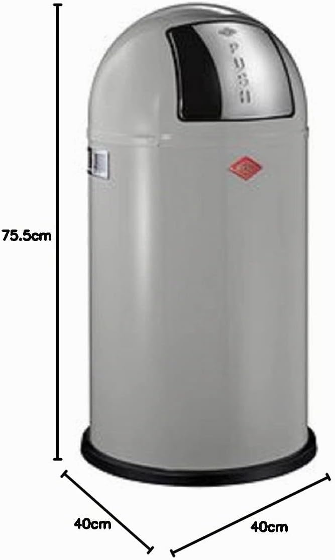 Wesco 175 831 Pushboy Abfallsammler 50 Liter cool Grey 40 x 40 x 75.5cm (L/B/H), Edelstahl, Cool Gre
