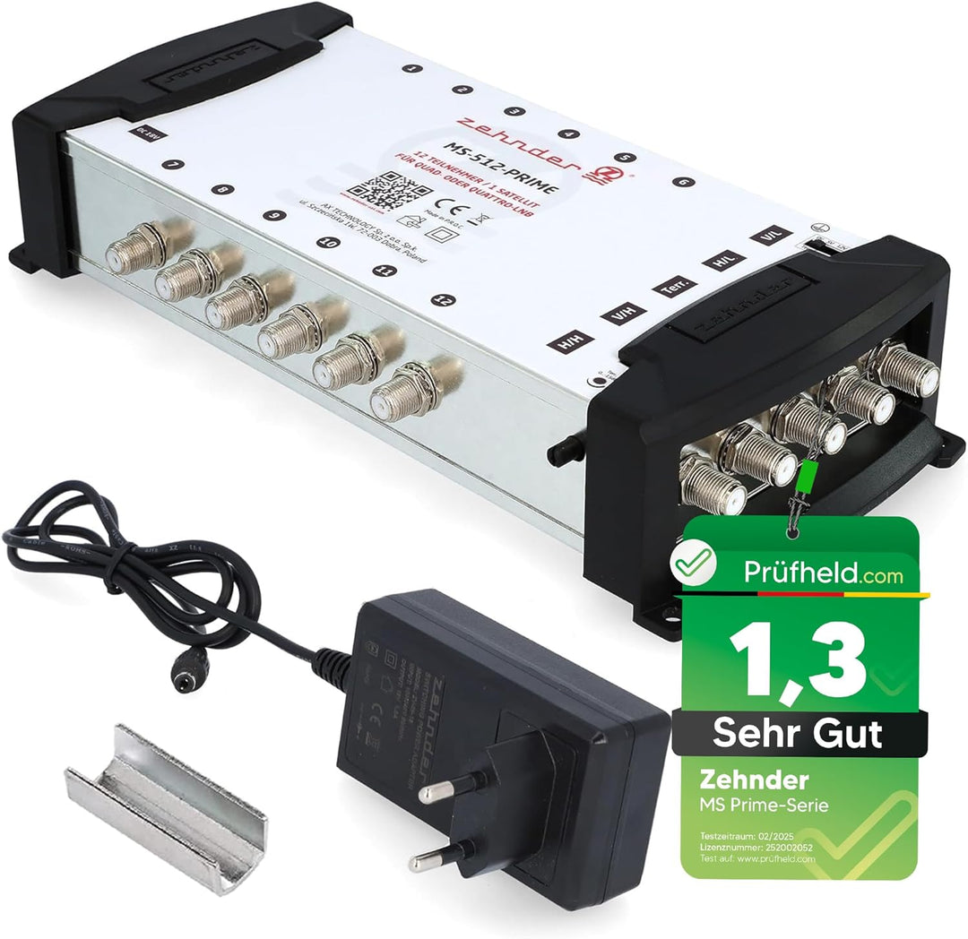 Zehnder 5/12 Multischalter 12 Teilnehmer 1 Satellit - Regelbare Terrestrik - Quattro und Quad LNB ge
