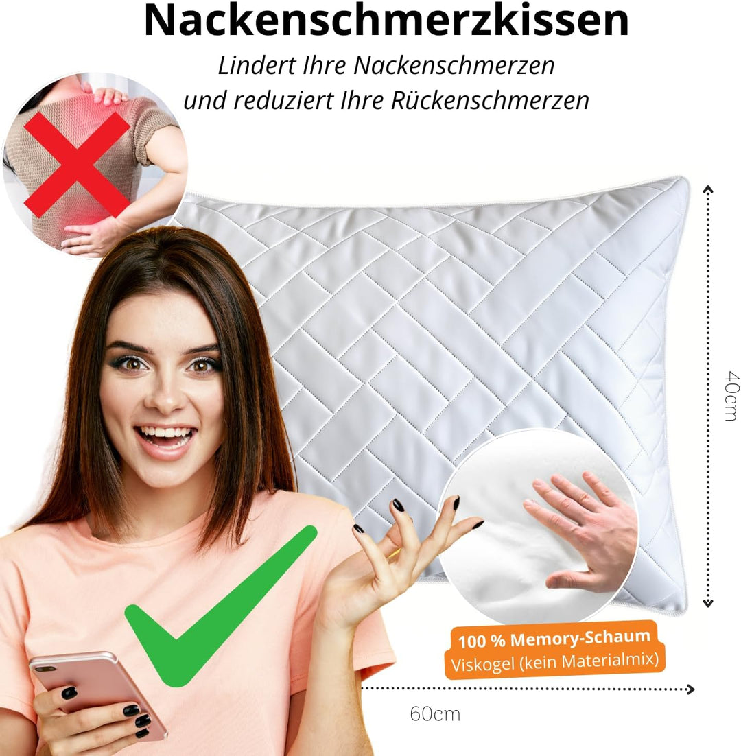 Ergonomisches Nackenkissen 40x60cm (GARANTIE) Memory Foam Kissen 40x60 Schmerzhafte Nackenschmerzen