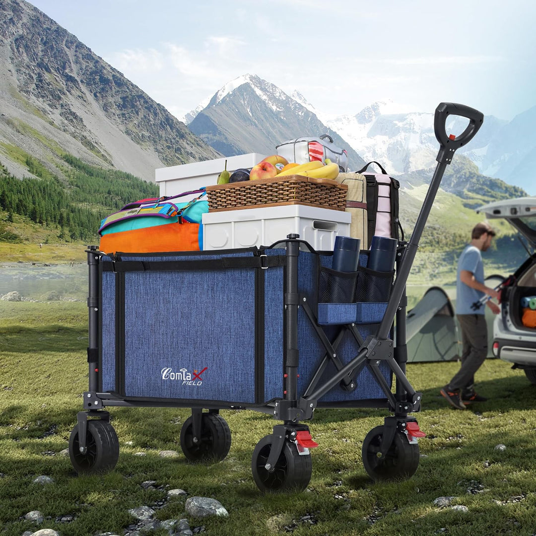 COMLAX FIELD Bollerwagen Faltbar mit Grosse All Terrain Räder, 120L 100KG Klappbarer Bollerwagen mit