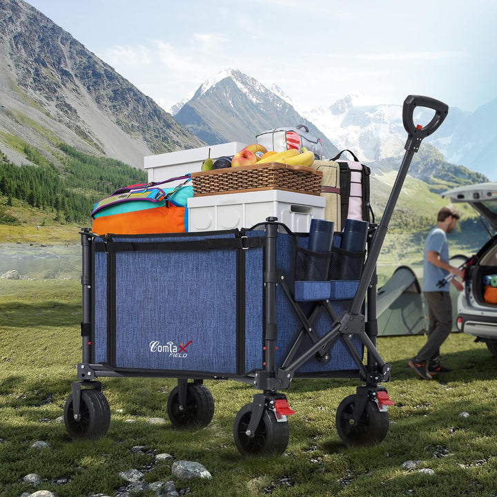 COMLAX FIELD Bollerwagen Faltbar mit Grosse All Terrain Räder, 120L 100KG Klappbarer Bollerwagen mit