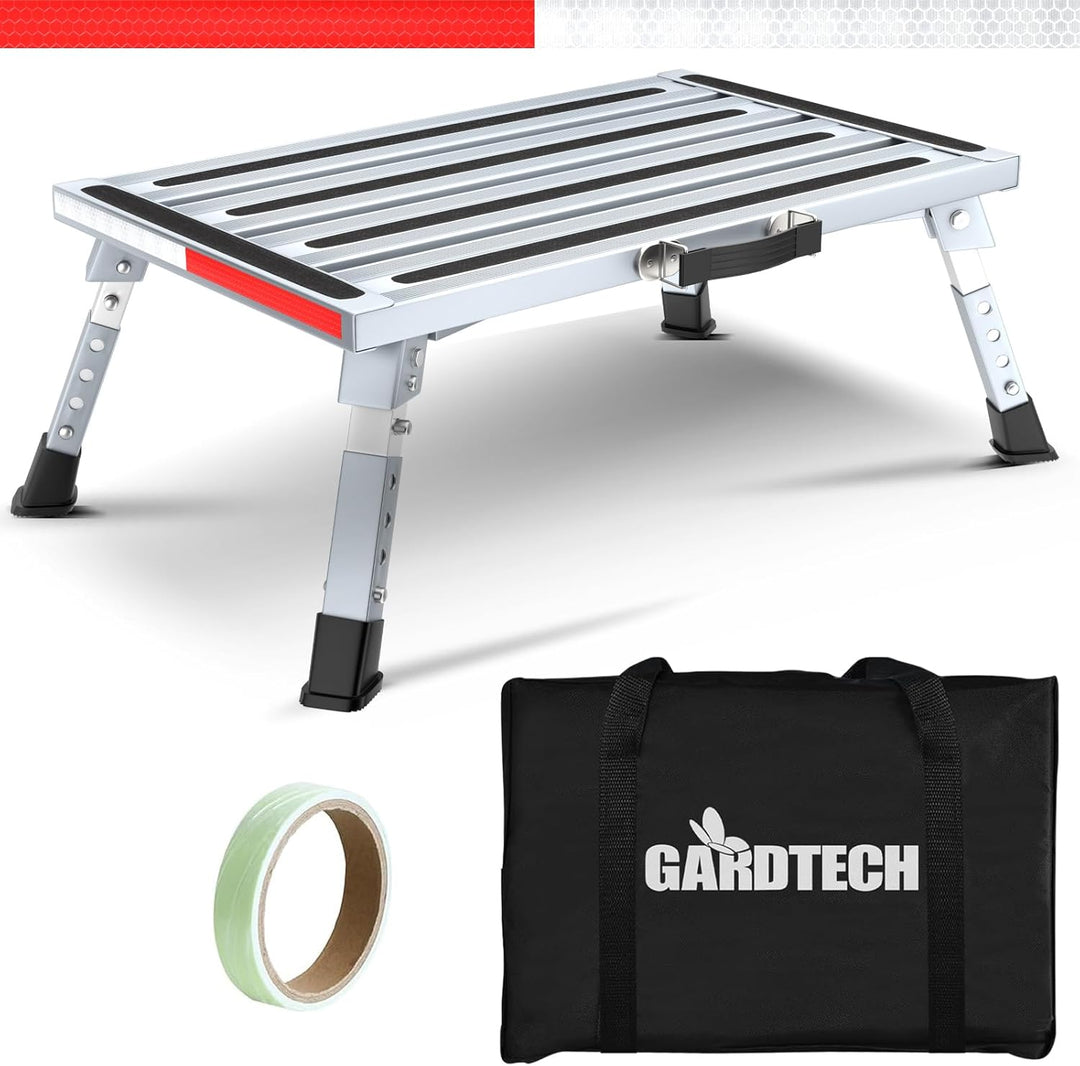 GARDTECH Wohnwagen Trittstufe, Aluminium Klapptritt Max Belastung 150 kg Höhenverstellbar für Carava