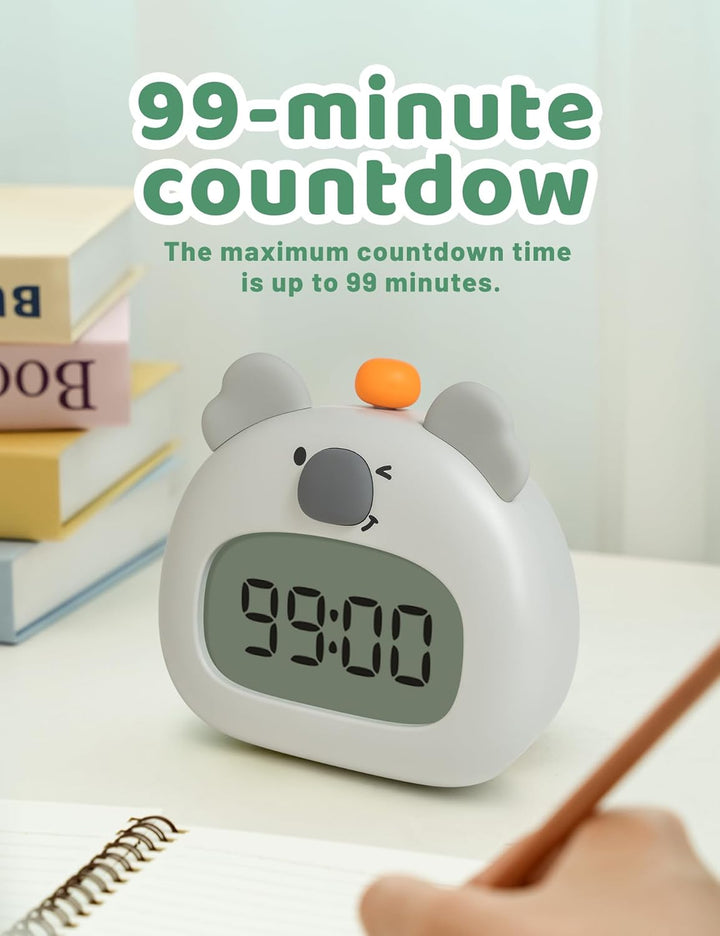 IHALO Koala Kinderwecker, Nachttischwecker mit Koala Nachtlicht, digitales LED-Display, 3,15 Zoll, D