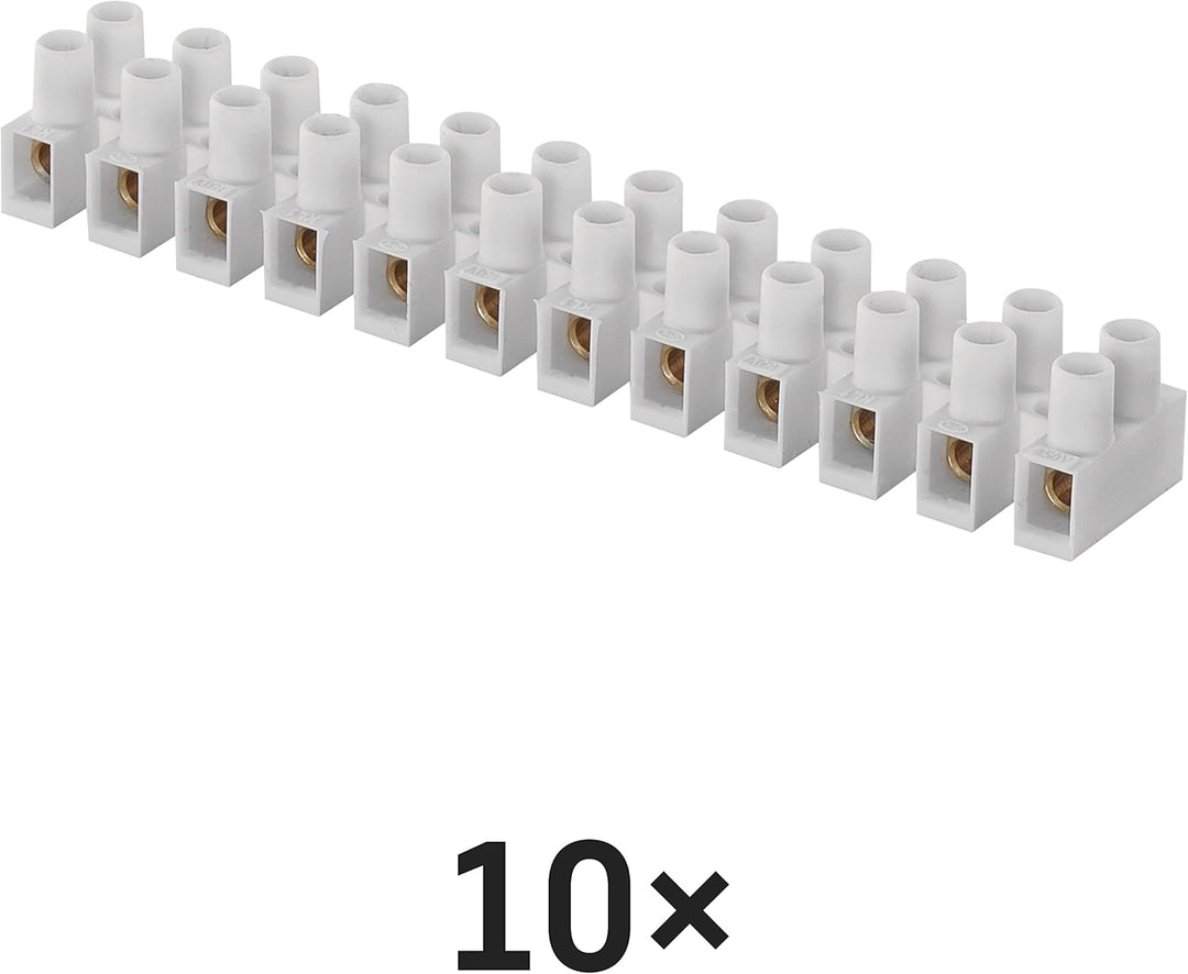 EMOS 10er Pack Anschlussklemme für 1,5 mm² - 6 mm² Draht, 10x Riegel mit 12 Stück, 450 V~/41 A, weis
