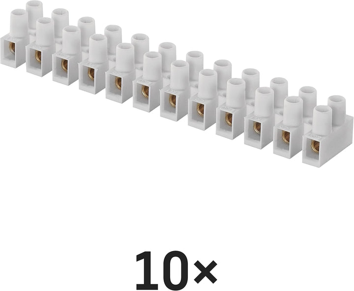 EMOS 10er Pack Anschlussklemme für 1,5 mm² - 6 mm² Draht, 10x Riegel mit 12 Stück, 450 V~/41 A, weis