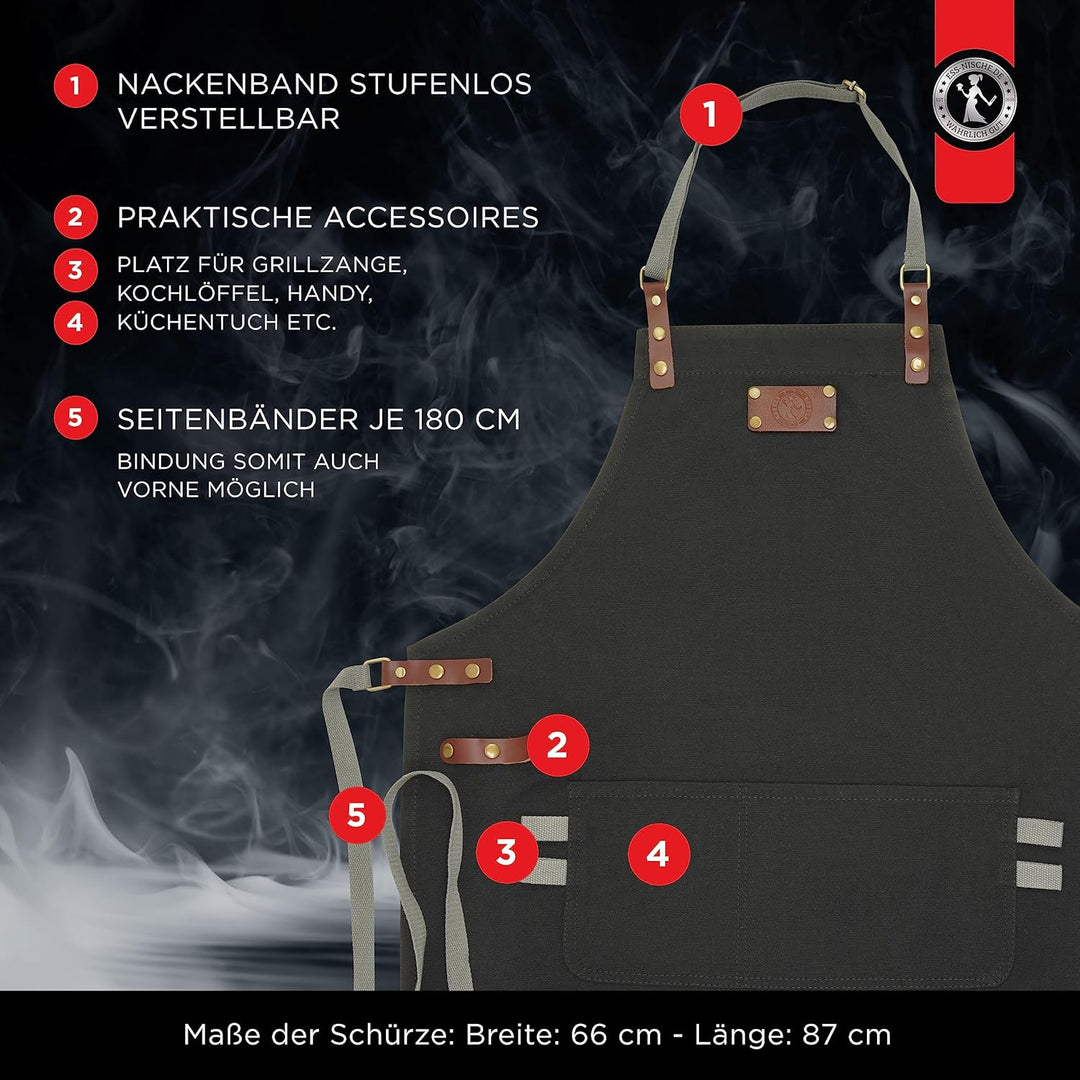Ess-Nische® Kochschürze Grillschürze für Männer und Frauen - Küchenschürze für Herren - Ideal als Ge