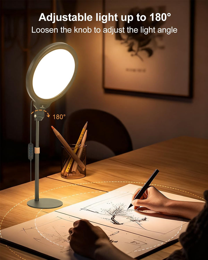 10'' LED Ringlicht mit Höhenverstellbarem Tischständer (54–74 cm), Dimmbares Videokonferenz Licht mi