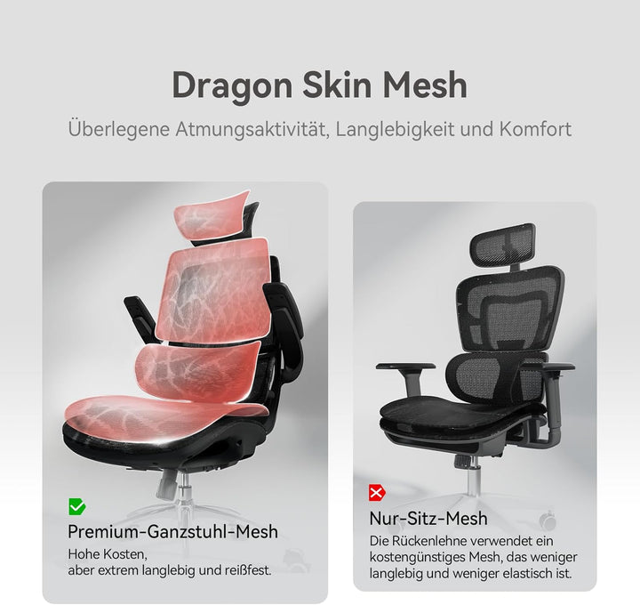 SIHOO M59AS Ergonomischer Bürostuhl mit 3D-koordinierbaren, hochklappbaren Armlehnen, Doppelsitzlehn