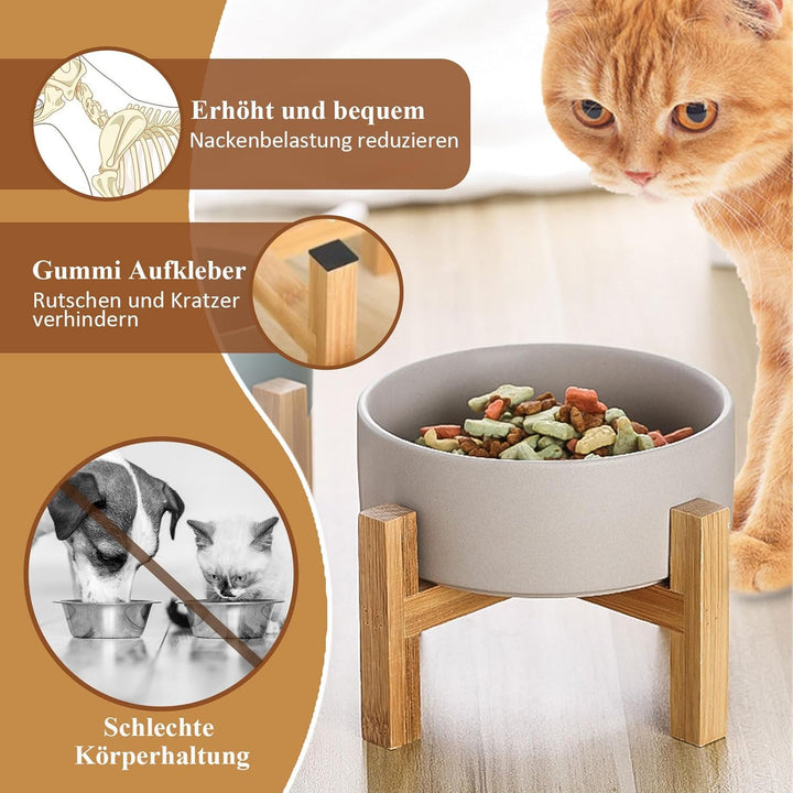 Futternapf Katze Hund Fressnapf Katze Katzennapf Erhöht mit Napf Ständer - Hundenapf Keramik - 2er K