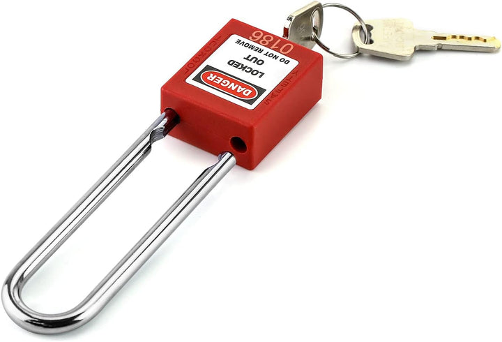 QWORK® Lockout Vorhängeschloss, 2Stk Vorhängeschlösser mit 4 Schlüssel, mit 76 mm verlängertem Schlo