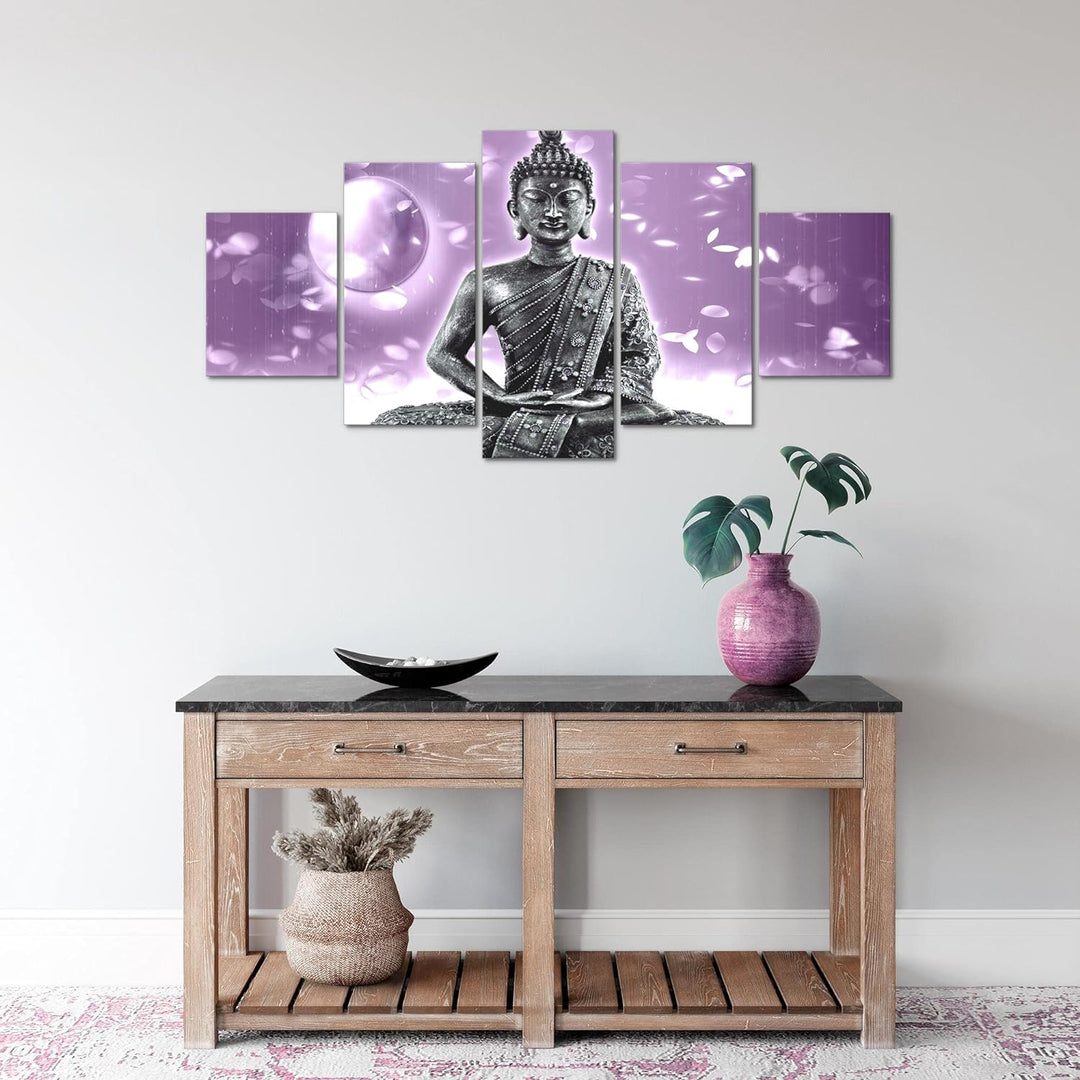 Runa Art Wandbilder Buddha Feng Shui 5 Teilig Bild auf Vlies Leinwand Deko Wohnzimmer Schlafzimmer R