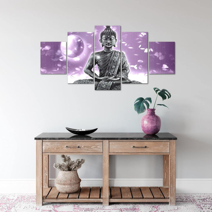 Runa Art Wandbilder Buddha Feng Shui 5 Teilig Bild auf Vlies Leinwand Deko Wohnzimmer Schlafzimmer R